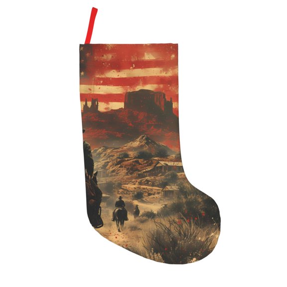 Vsdgher 1860s Style American Cowboy Christmas Stockings 18 inch Large Kids Stocking Bags Hanging Socks for Christmas Decor Decorations