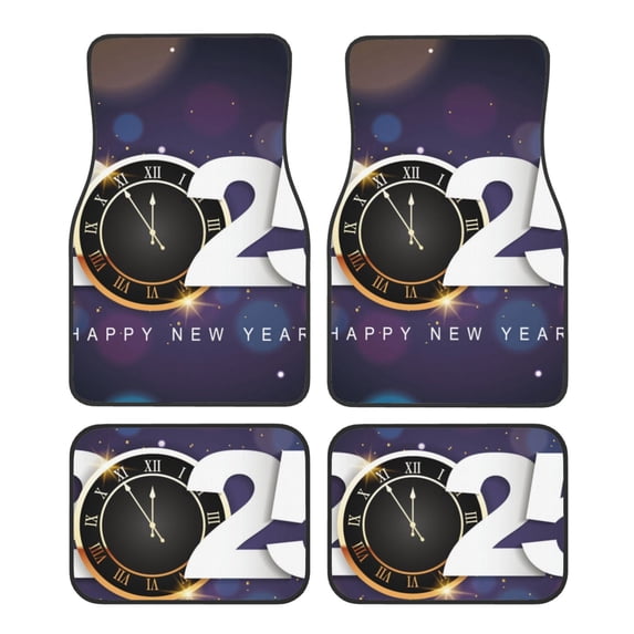 Vsdgher 2025 Happy New Year 4 Car Foot Mat Set of 4 Pieces Universal Floor Liner Car Accessories Fits Most Cars, Trucks, Vans, sedans, SUV