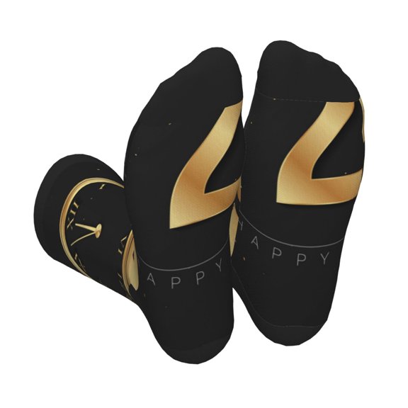 Vsdgher 2025 Happy New Year Unisex Crew Socks Lightweight Breathable Ventilation Ankle Socks, Mid-calf socks for Daily
