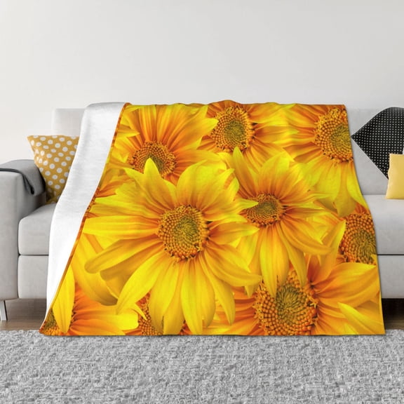 Vsdgher 3D Sunflowers Pattern Fleece Throw Blanket, Horizontal Fleece Bedding Home Decor for Couch & Bed All Season Use -80"x60"