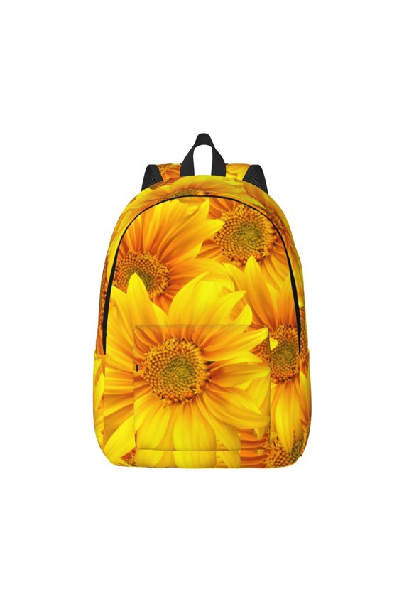 3D Sunflowers Print Canvas Backpack Travel Rucksack Unisex Knapsack 15.7/17.7Inch Laptop Backpack for Work,College -Medium