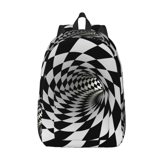 Vsdgher 3D Vortex Illusion Print Canvas Backpack Travel Rucksack Unisex Knapsack 15.7/17.7Inch Laptop Backpack for Work,College -Medium