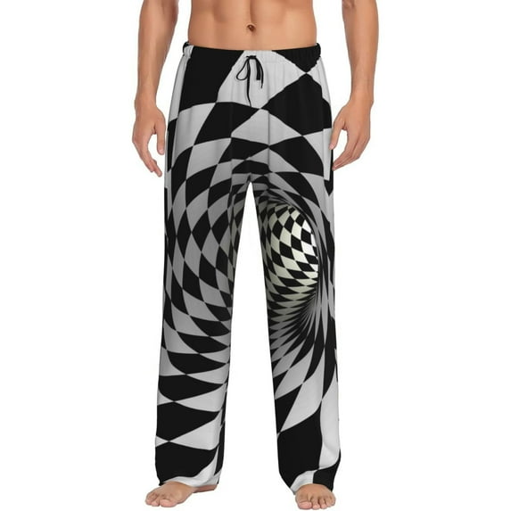 Vsdgher 3D Vortex Illusion Print Mens Pajama Pants Sleep & Lounge Pants, PJ Bottoms With elastic waistb and Pockets