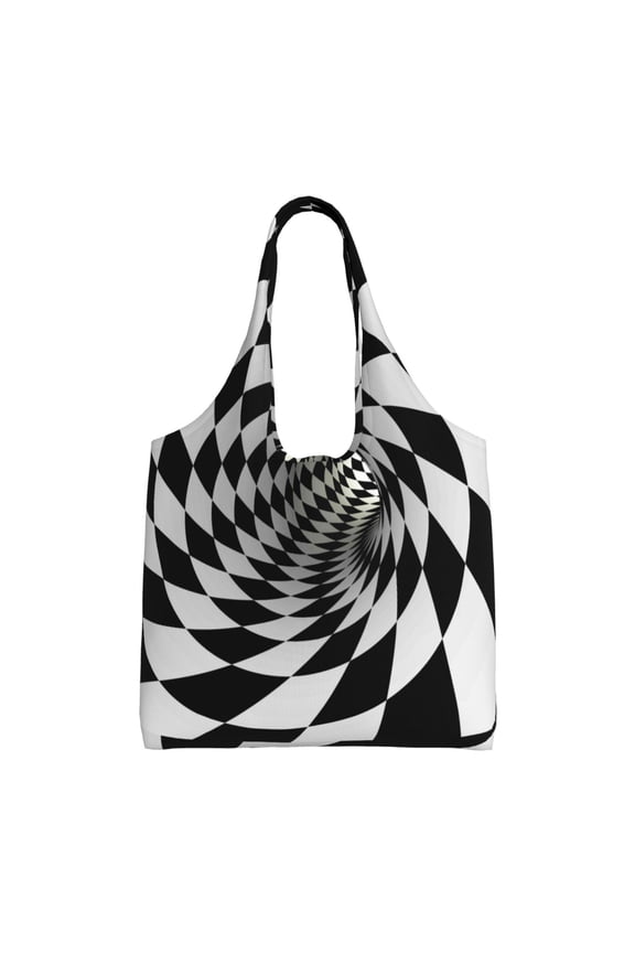 3D Vortex Illusion Print canvas Tote Bag, Lightweight Cloth Bags, Suitable for shopping, groceries, travel