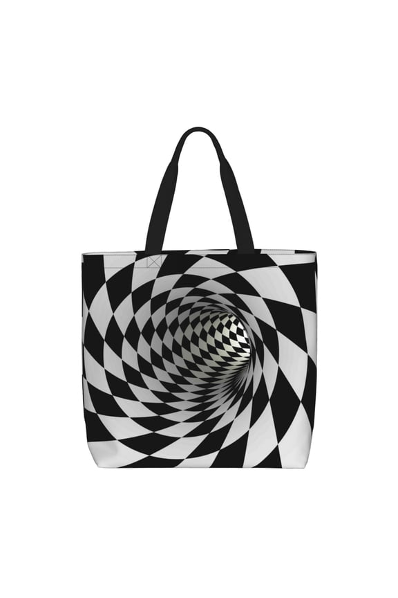 3D Vortex Illusion print Tote Bag for Women Shoulder Bag with Zipper Large Shoulder Bag Handle Handbag Portable Washable for Travel, Work