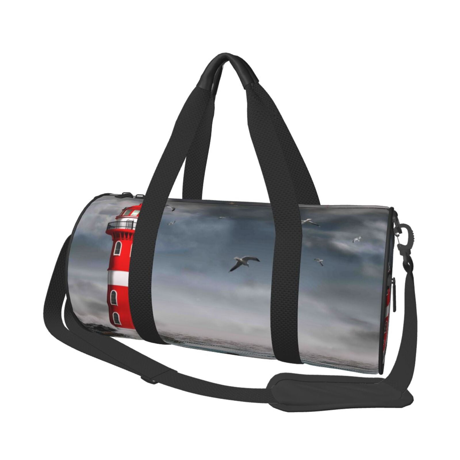 Vsdgher 3d Lighthouse in the Surf 45L Foldable Duffel Bag, Sports Gym Bag,Overnight Bag, Portable Weekender Bag for Airplanes