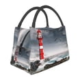 thumbnail image 1 of Vsdgher 3d Lighthouse in the Surf Print Insulated Reusable Bags with Sturdy Zipper and Handles, Foldable Totes for Hot or Cold Food Bring or Delivery, 1 of 8