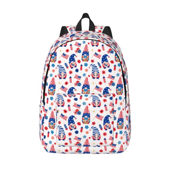 Vsdgher 4th Of July Print Canvas Backpack Travel Rucksack Unisex Knapsack 15.7/17.7Inch Laptop Backpack for Work,College -Medium