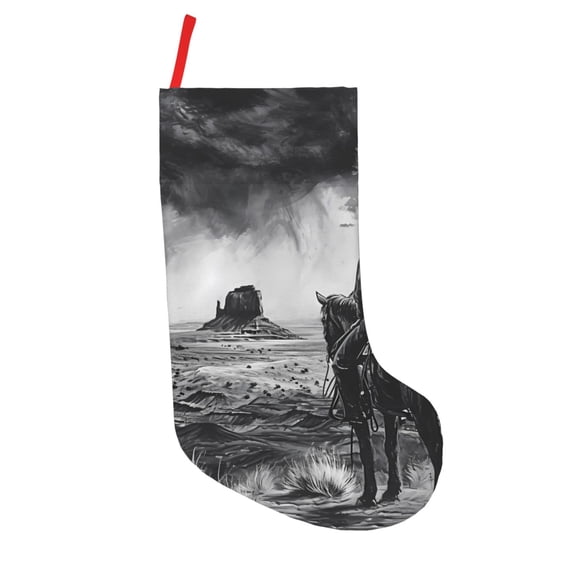 Vsdgher 60s Black White Western Cowboy Christmas Stockings 18 inch Large Kids Stocking Bags Hanging Socks for Christmas Decor Decorations