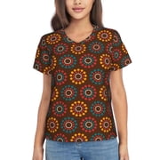 Vsdgher 60s and 70s Aesthetic1 Women Shirts V Neck Short Sleeve Tops T-Shirt Basic Tees, S to 3XLSmall