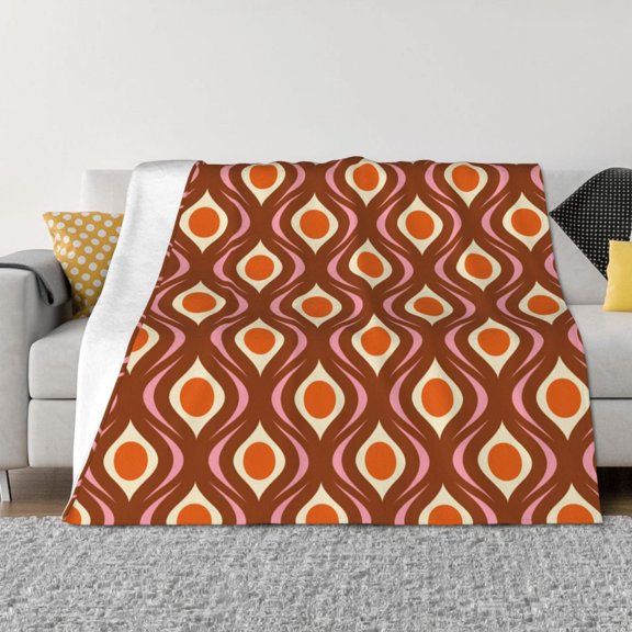 Vsdgher 70's Retro Pattern Fleece Throw Blanket, Horizontal Fleece Bedding Home Decor for Couch & Bed All Season Use -60"x50"