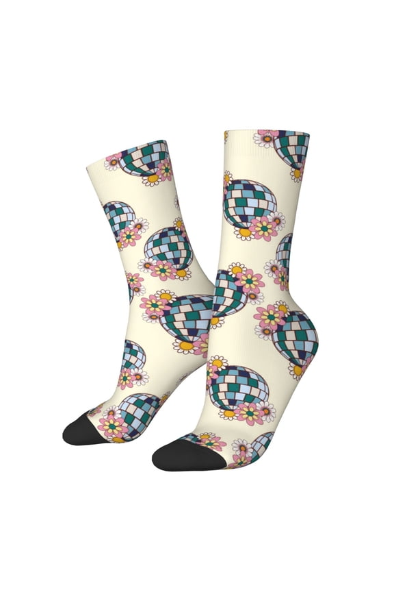70s Disco Ball Crew Socks for Men & Women, Breathable Casual Athletic Ankle Socks