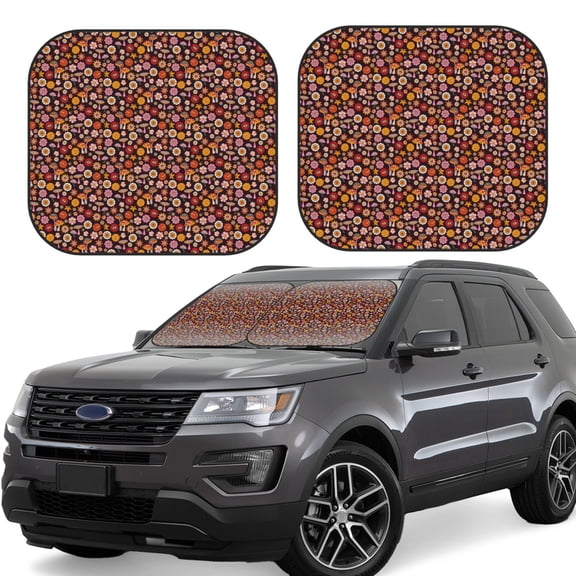 Vsdgher 70s Groovy Hippie Retro Print Car Windshield Sun Shade, Reflective Sunshade Window Sunshade Sun Visor Protector Fit for Cars,Trucks,SUVs-Large