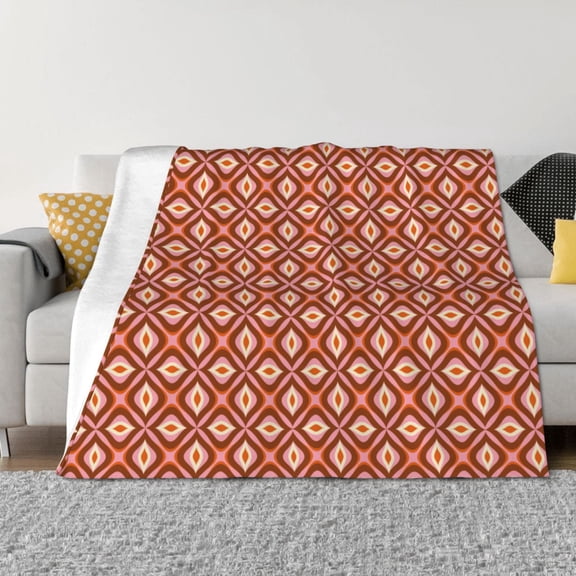 Vsdgher 70s Retro Style Pattern Fleece Throw Blanket, Horizontal Fleece Bedding Home Decor for Couch & Bed All Season Use -60"x50"