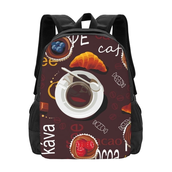 Vsdgher A Cup Of Black Coffee On A Saucer Print Backpack for Women Men School Bookbag with Laptop Compartment for College Work Travel, Simple Fashion Casual Daypack, Fit 15" Laptop