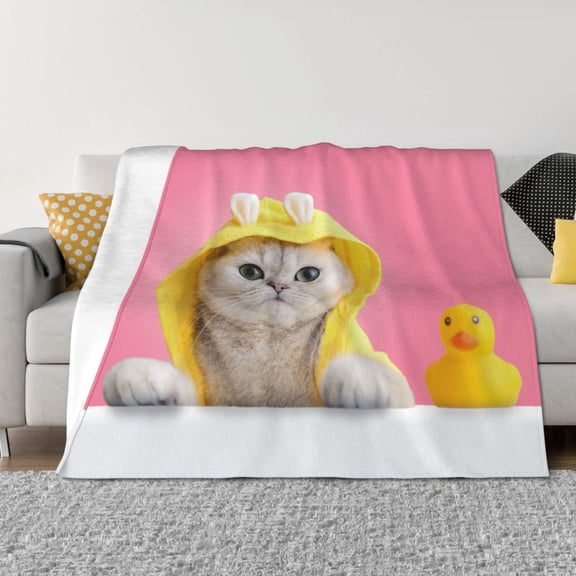 Vsdgher A Funny Cat Pattern Fleece Throw Blanket, Horizontal Fleece Bedding Home Decor for Couch & Bed All Season Use -80"x60"