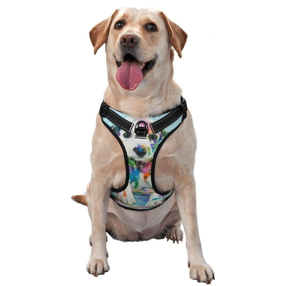 Vsdgher A Funny Little Dalmatian Puppy Pattern Dog Harness,No Pull Pet Harness with Soft Padded Handle,Adjustable Reflective Vest with 2 Buckles,4 Slide Buckles,S-XL Medium