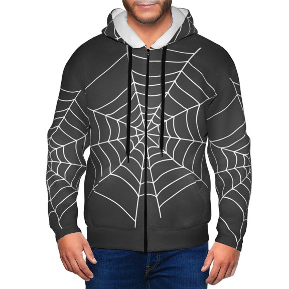 Vsdgher A Web With A Spider Mens Hoodies Zip Hoodie, Hoodies for Men, Zip-up Hooded Sweatshirt-Small