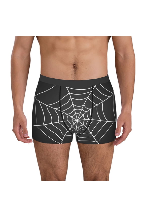 A Web With A Spider Pattern Men's Boxer Brief Underwear,Soft Funny Underwear for Men-Large