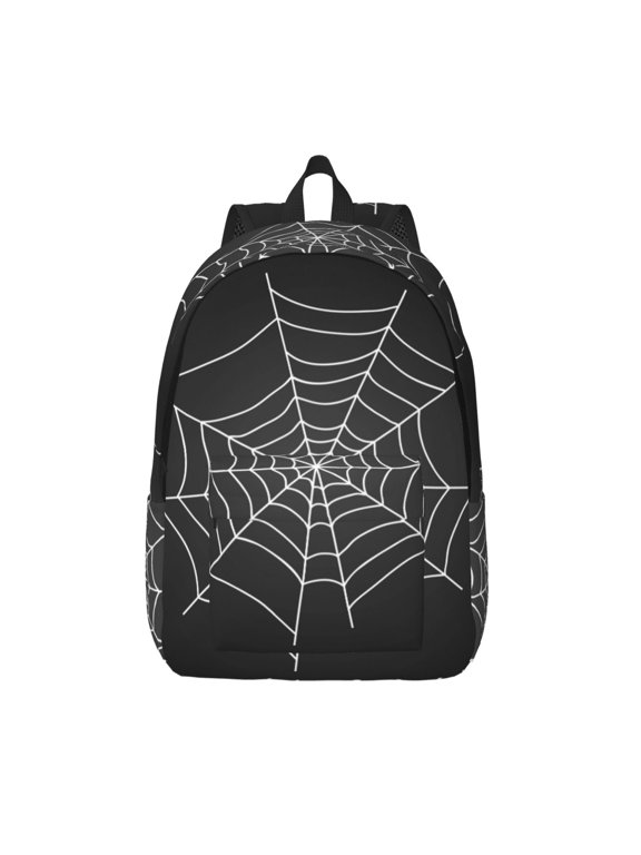 A Web With A Spider Print Canvas Backpack Travel Rucksack Unisex Knapsack 15.7/17.7Inch Laptop Backpack for Work,College -Small