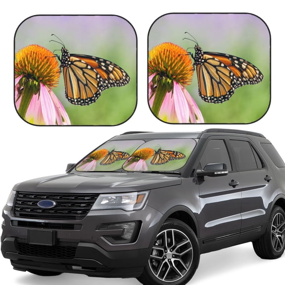 Vsdgher A monarch butterfly Print Car Windshield Sun Shade, Reflective Sunshade Window Sunshade Sun Visor Protector Fit for Cars,Trucks,SUVs-Small