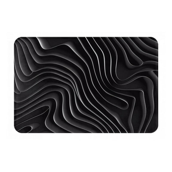 Vsdgher Abstract Black And White Waves Flannel Anti-Slip Floor Mat Comfort Mat Outdoor Rug, Indoor Outdoor Rugs for Home, Office, Laundry 16''x24''in