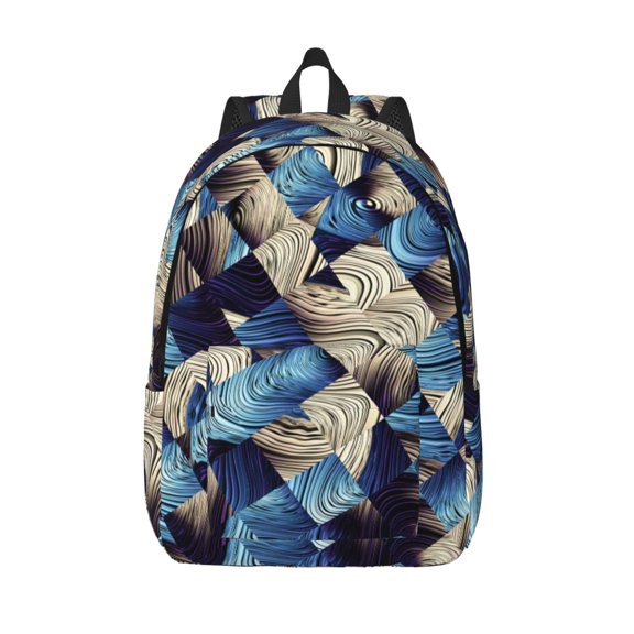 Vsdgher Abstract Blue Squares Print Canvas Backpack Travel Rucksack Unisex Knapsack 15.7/17.7Inch Laptop Backpack for Work,College -Small