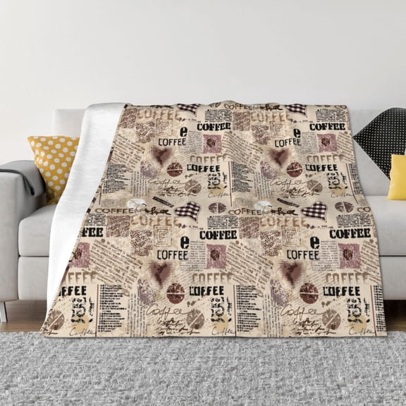 Vsdgher Abstract Coffee Pattern Fleece Throw Blanket, Horizontal Fleece Bedding Home Decor for Couch & Bed All Season Use -40"x30"