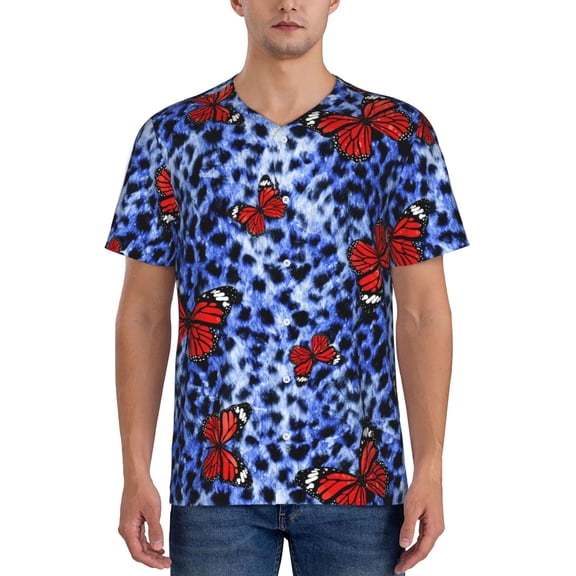 Vsdgher Abstract Colorful Butterflies Mens T-Shirts Baseball Vintage Fashionable Lightweight Casual Crew Neck Slim Fit with Long Sleeves-Large