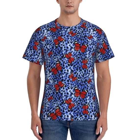 Vsdgher Abstract Colorful Butterflies Print Men's Dry Fit Mesh Athletic Shirts Moisture Wicking Tennis T-Shirt Tops