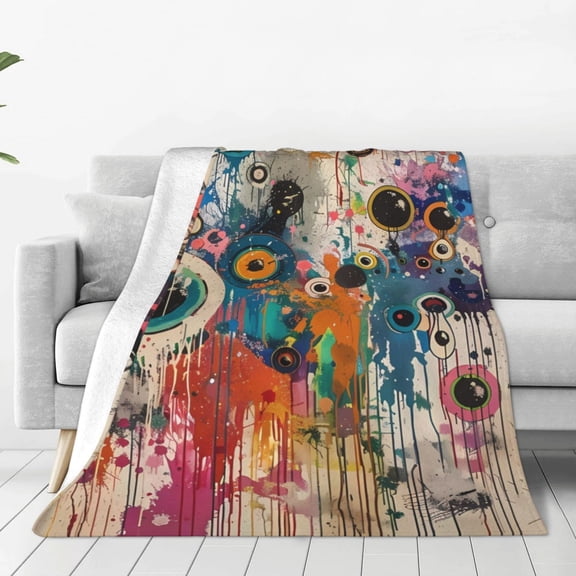 Vsdgher Abstract Colorful Dripping Circles Ultra-Soft Micro flannel Blanket Throw Blankets for Couch Sofa, Bed (4 sizes)-60"x50"