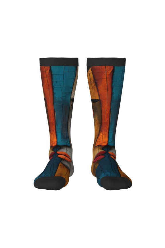 Abstract Colorful Duality Knee Socks, High Socks Long Stretchy Sock Women Knee High Stocking, Long Socks for Women