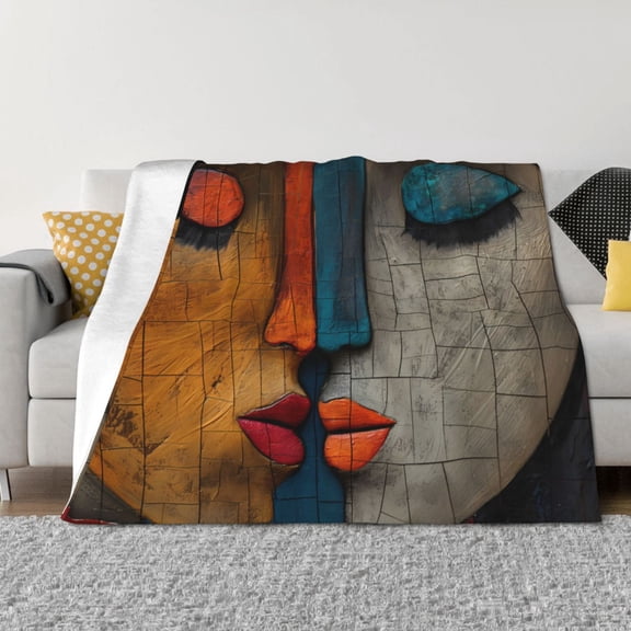 Vsdgher Abstract Colorful Duality Pattern Fleece Throw Blanket, Horizontal Fleece Bedding Home Decor for Couch & Bed All Season Use -60"x50"