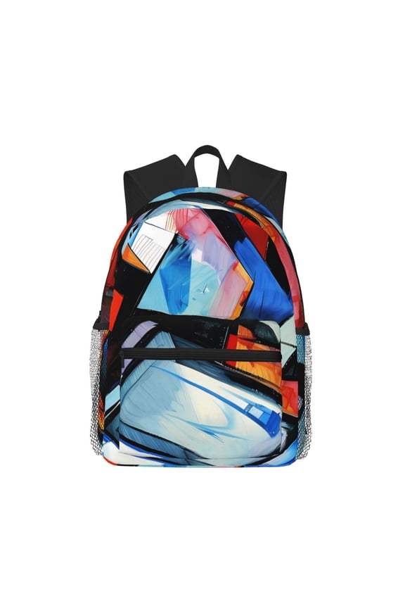 Abstract Cubist Printer Unisex Large Capacity Bookbag, Schoolbag, Casual Daypack for High School, College, Teens, Travel, Work