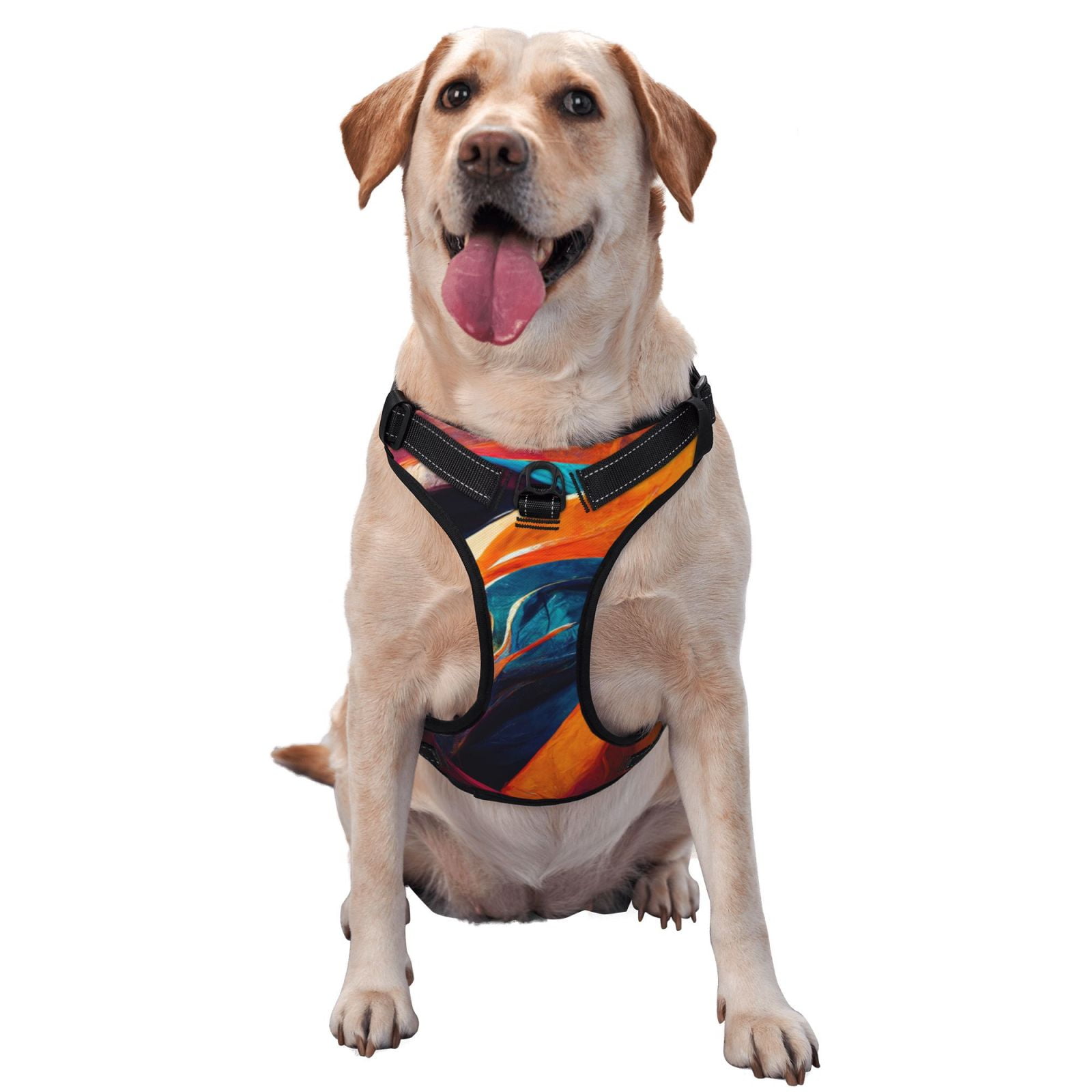 Vsdgher Abstract Fabric Color Waves Dog Harness, No-Pull Pet Harness, Dog Vest, Pet Vest for Small to Large Dogs-Small