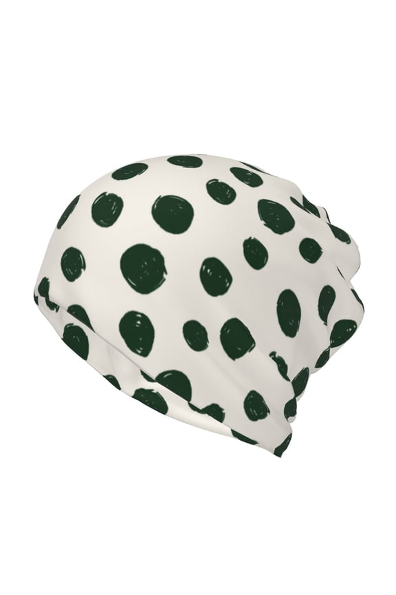 Abstract Green Polka Dot Slouchy Beanie Hat for Men/Women, Skull Cap Chemo Cap Night Sleeping Cap