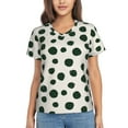 thumbnail image 1 of Vsdgher Abstract Green Polka Dot Women Shirts V Neck Short Sleeve Tops T-Shirt Basic Tees, S to 3XLXX-Large, 1 of 5