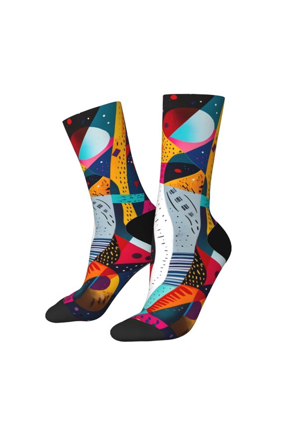 Abstract Jazz Instrumental Crew Socks for Men & Women, Breathable Casual Athletic Ankle Socks