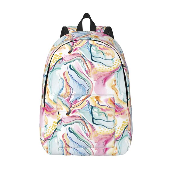 Vsdgher Abstract Marble Texture Print Canvas Backpack Travel Rucksack Unisex Knapsack 15.7/17.7Inch Laptop Backpack for Work,College -Medium