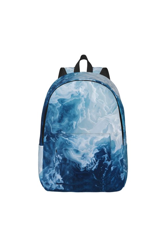 Abstract Ocean Waves Print Canvas Backpack Travel Rucksack Unisex Knapsack 15.7/17.7Inch Laptop Backpack for Work,College -Small