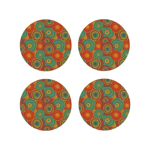 Vsdgher Abstract Pattern Leather Coasters for Drinks, Durable Drink Coasters 4 Set for Tabletop Protection, Luxurious Home Décor and Housewarming Gift ( {designName})Round Shape