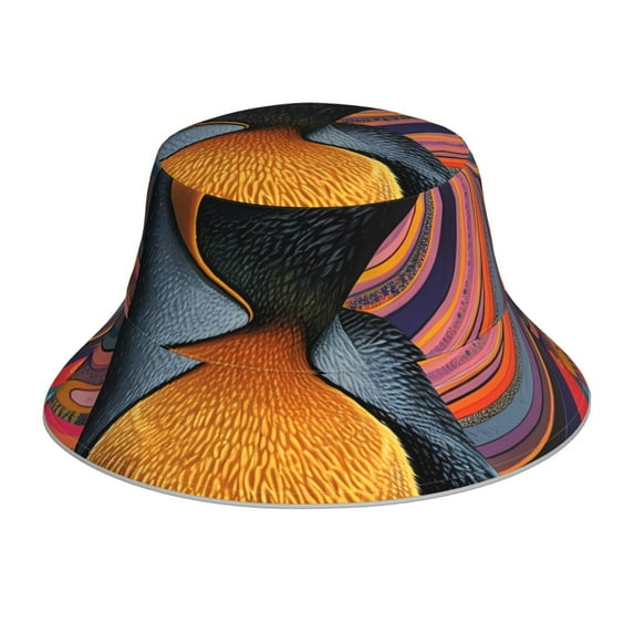 Vsdgher Abstract Pattern Penguin Print Bucket Hat for Men&Women Bucket Hat Reversible Summer Double-Side-Wear Travel Gardening, Beach, Camping, Hiking, Fishing Cap
