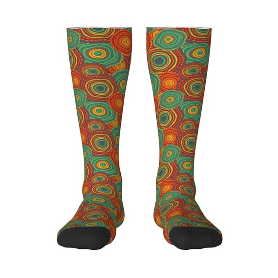 Vsdgher Abstract Pattern Print Thigh High Socks Extra Long Stretchy Sock Women Over Knee High Opaque Stocking Daily Wear