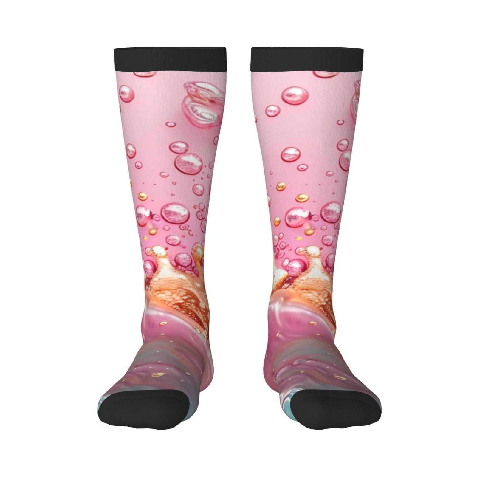 Vsdgher Abstract Pink Gold Splash Knee Socks, High Socks Long Stretchy ...