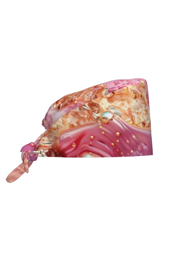 Abstract Pink Gold Splash Men Women Adjustable Cap Working Hat Tie Back Cap, Work Cap
