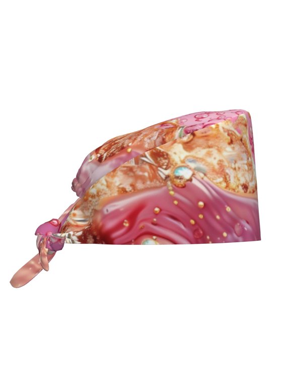 Abstract Pink Gold Splash Men Women Adjustable Cap Working Hat Tie Back Cap, Work Cap