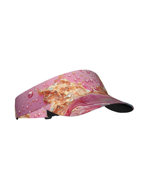 Abstract Pink Gold Splash Print Adult Sunscreen Visor Cap,1 Piece of Sport Sun Visor Hats Adjustable Sun Hat for Outdoor Activities Fits for Women and Men (One Size)