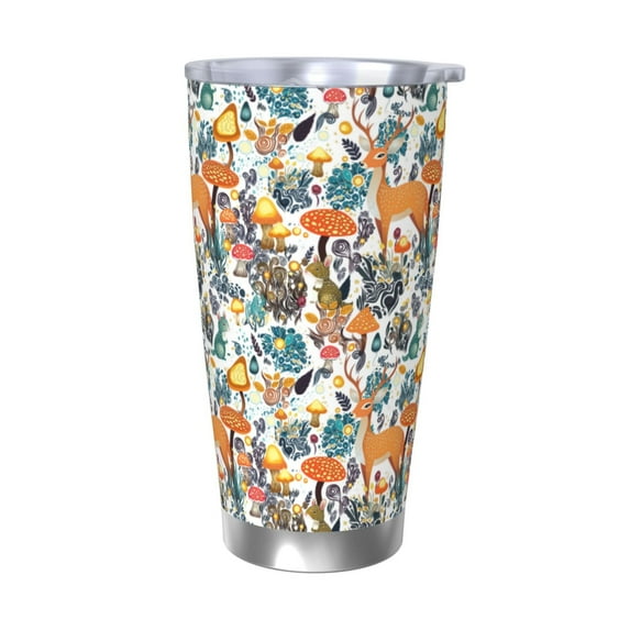 Vsdgher Abstract Plants Mushroom Deer 20 Oz Stainless Steel Vacuum Insulated, Travel Mug Coffee Cup for Home, Office, Outdoor Works Great for Ice Drinks and Hot Beverage -Without Straw