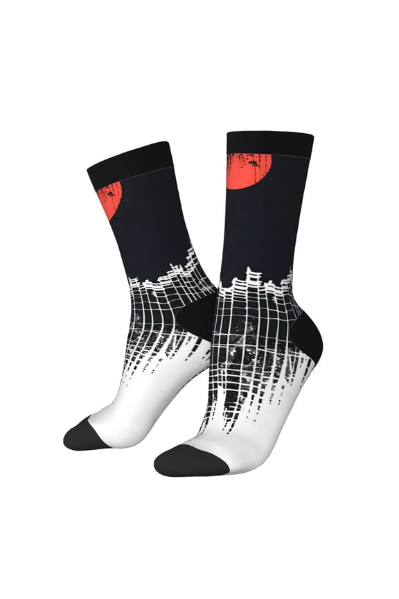 Abstract Red Sun Design Crew Socks for Men & Women, Breathable Casual Athletic Ankle Socks