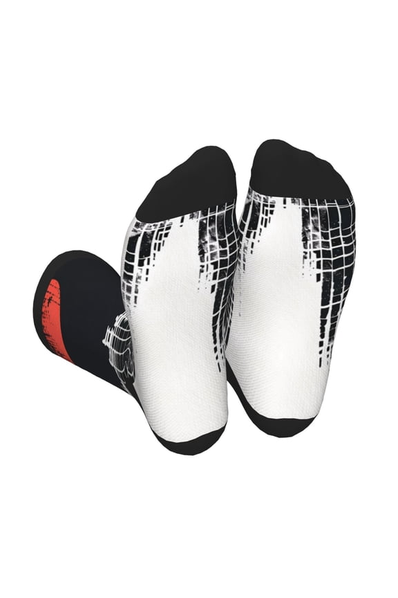 Abstract Red Sun Design Unisex Crew Socks Lightweight Breathable Ventilation Ankle Socks, Mid-calf socks for Daily